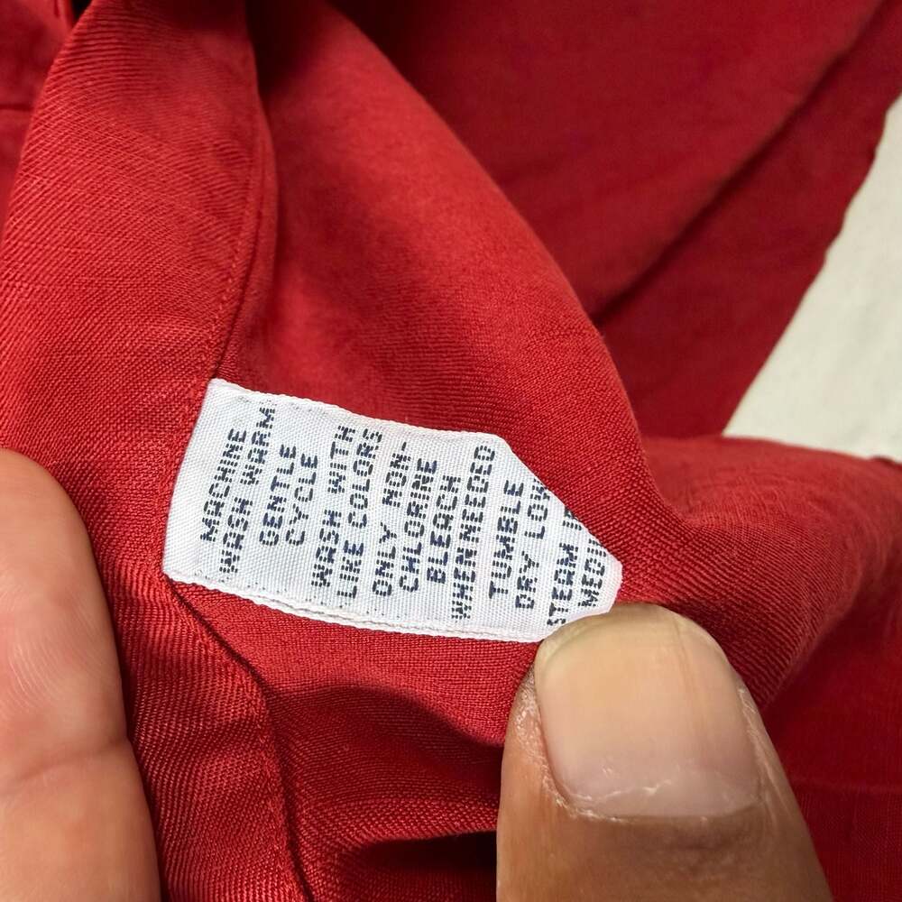 Ralph Lauren Blake Button-Down Shirt Red Silk Linen Blend - Picture 8 of 8